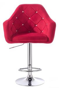 LuxuryForm Barová stolička ROMA VELUR na striebornom tanieri - červená