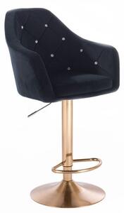 LuxuryForm Barová stolička ROMA VELUR na zlatom tanieri - čierna