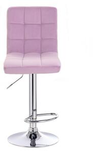 LuxuryForm Barová stolička TOLEDO VELUR na striebornom tanieri - levanduľa