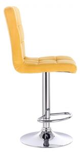 LuxuryForm Barová stolička TOLEDO VELUR na striebornom tanieri - žltá