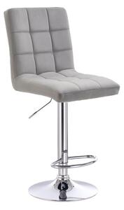 LuxuryForm Barová stolička TOLEDO VELUR na striebornom tanieri - svetlo šedá