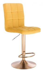 LuxuryForm Barová stolička TOLEDO VELUR na zlatom tanieri - žltá