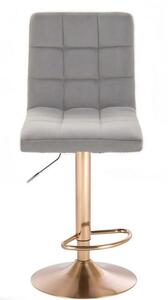 LuxuryForm Barová stolička TOLEDO VELUR na zlatom tanieri - svetlo šedá
