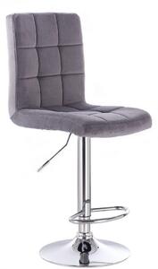 LuxuryForm Barová stolička TOLEDO VELUR na striebornom tanieri - tmavo šedá