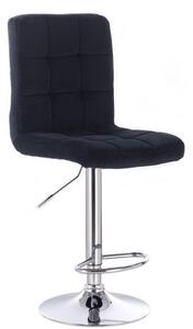 LuxuryForm Barová stolička TOLEDO VELUR na striebornom tanieri - čierna