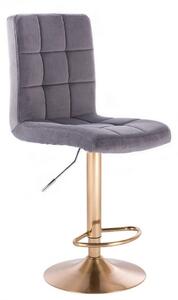 LuxuryForm Barová stolička TOLEDO VELUR na zlatom tanieri - tmavo šedá