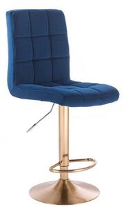 LuxuryForm Barová stolička TOLEDO VELUR na zlatom tanieri - modrá