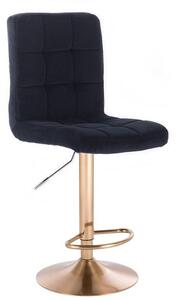 Barová stolička TOLEDO VELUR na zlatom tanieri - čierna