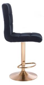 LuxuryForm Barová stolička TOLEDO VELUR na zlatom tanieri - čierna