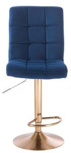 LuxuryForm Barová stolička TOLEDO VELUR na zlatom tanieri - modrá