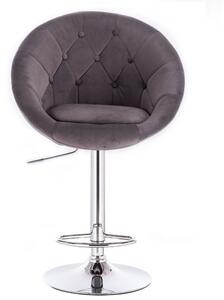LuxuryForm Barová stolička VERA VELUR na striebornom tanieri - šedá
