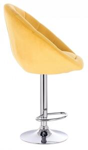 Barová stolička VERA VELUR na striebornom tanieri - žltá