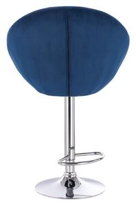 LuxuryForm Barová stolička VERA VELUR na striebornom tanieri - modrá