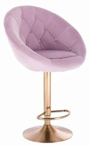 LuxuryForm Barová stolička VERA VELUR na zlatom tanieri - levanduľa