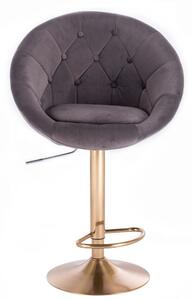 LuxuryForm Barová stolička VERA VELUR na zlatom tanieri - šedá