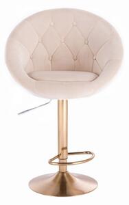 LuxuryForm Barová stolička VERA VELUR na zlatom tanieri - krémová