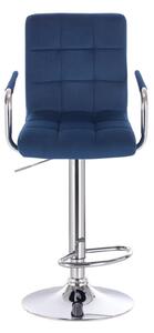 LuxuryForm Barová stolička VERONA VELUR na striebornom tanieri - modrá