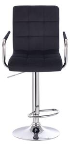 LuxuryForm Barová stolička VERONA VELUR na striebornom tanieri - čierna