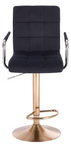LuxuryForm Barová stolička VERONA VELUR na zlatom tanieri - čierna