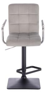 LuxuryForm Barová stolička VERONA VELUR na čierne základni - svetlo šedá