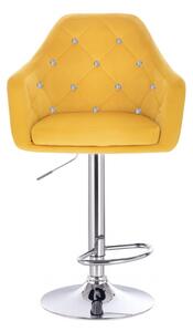 LuxuryForm Barová stolička ROMA VELUR na striebornom tanieri - žltá
