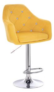 LuxuryForm Barová stolička ROMA VELUR na striebornom tanieri - žltá
