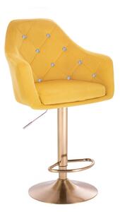 Barová stolička ROMA VELUR na zlatom tanieri - žltá