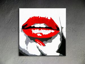 Ručne maľovaný POP Art obraz RED LIPS (POP ART obrazy)