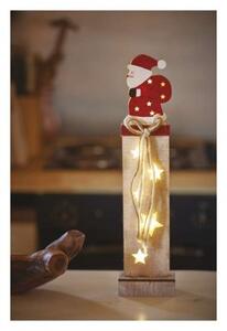 LED dekorácia drevená – Santa, 46 cm, 2x AA, vnútorná, teplá biela, časovač