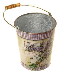 Dekoračné vedierko Levanduľa Lavender (malé plechové vedierko s rukoväťou v provensálskom štýle)