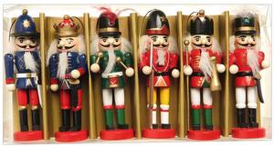 Luskáčik drevený vojačik 6 ks kazeta (vianočná dekorácia ako ozdoba na stromček)