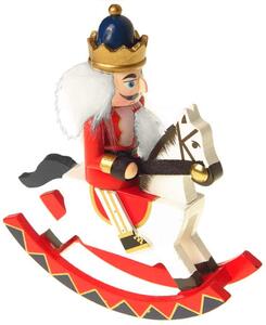 Luskáčik na koni Kráľ červený výška 15cm (vianočná ozdoba luskáčik na koni)