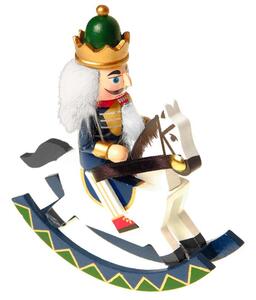 Luskáčik na koni Kráľ modrý výška 15cm (Vianočná dekoracia luskáčik na koni)