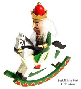 Luskáčik na koni Kráľ zelený výška 15cm (Luskáčik na koni vianočná dekorácia)