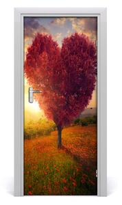 Fototapeta na dvere samolepiace drevo srdce 85x205 cm