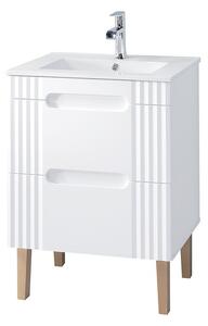 Comad Kúpeľňová skrinka Fiji Lava so zápustným umývadlom 60 cm biela/dub pobrežie evokuje