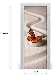 Samolepiace fototapety na dvere Kameň zen a motýľ 75x205 cm