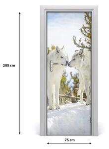 Samolepiace fototapety na dvere Dva bieli vlci 75x205 cm