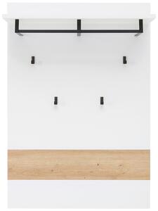 VEŠIAKOVÝ PANEL, biela, dub artisan, 80/118/30 cm Voleo - Vešiakové steny, Online Only