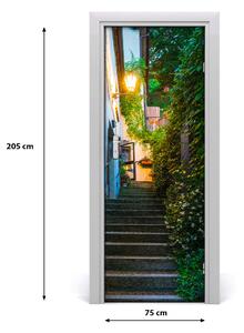 Fototapeta samolepiace dvere staré mesto schody 75x205 cm