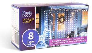 Vianočný LED sveteľný záves - 220 x 150 cm - teplá biela - 8 funkcií - IP44