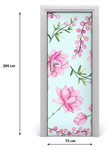 Samolepiace fototapety na dvere kvety a jahody 75x205 cm