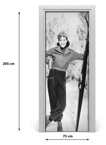 Fototapeta na dvere žena lyže 75x205 cm