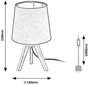 Rabalux Lychee stolová lampa 1x25 W sivá-dreva 2068