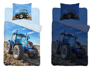 DETEXPOL Svietiace obliečky Traktor blue Bavlna, 140/200, 70/80 cm