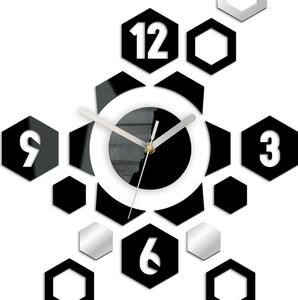 Moderné nástenné hodiny HEXAGON (nalepovacie hodiny na stenu)