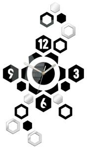 Moderné nástenné hodiny HEXAGON (nalepovacie hodiny na stenu)