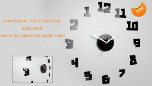 Moderné nástenné hodiny CRAZY CLOCK - BACK IN TIME (nalepovacie hodiny na stenu)
