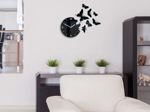 Moderné nástenné hodiny BUTTERFLIE 3D BLACK NH048