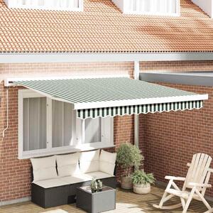Maison Exclusive – Manuálna markíza, 3,5 x 2,5 m, zelenobiele pásiky, 100% polyester
